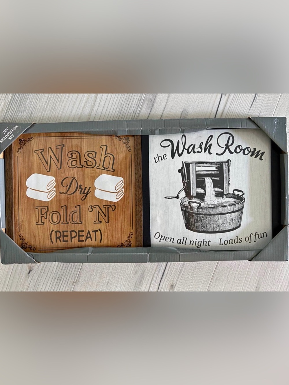 Washroom Laundry Wall Art Prints - Brown & White